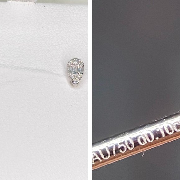 18K Gold Natural Diamond Earrings - Picture 4 of 4